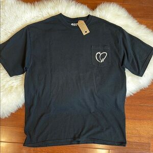 Upcycled Queer Country Black T-Shirt with Red & Silver Graphic